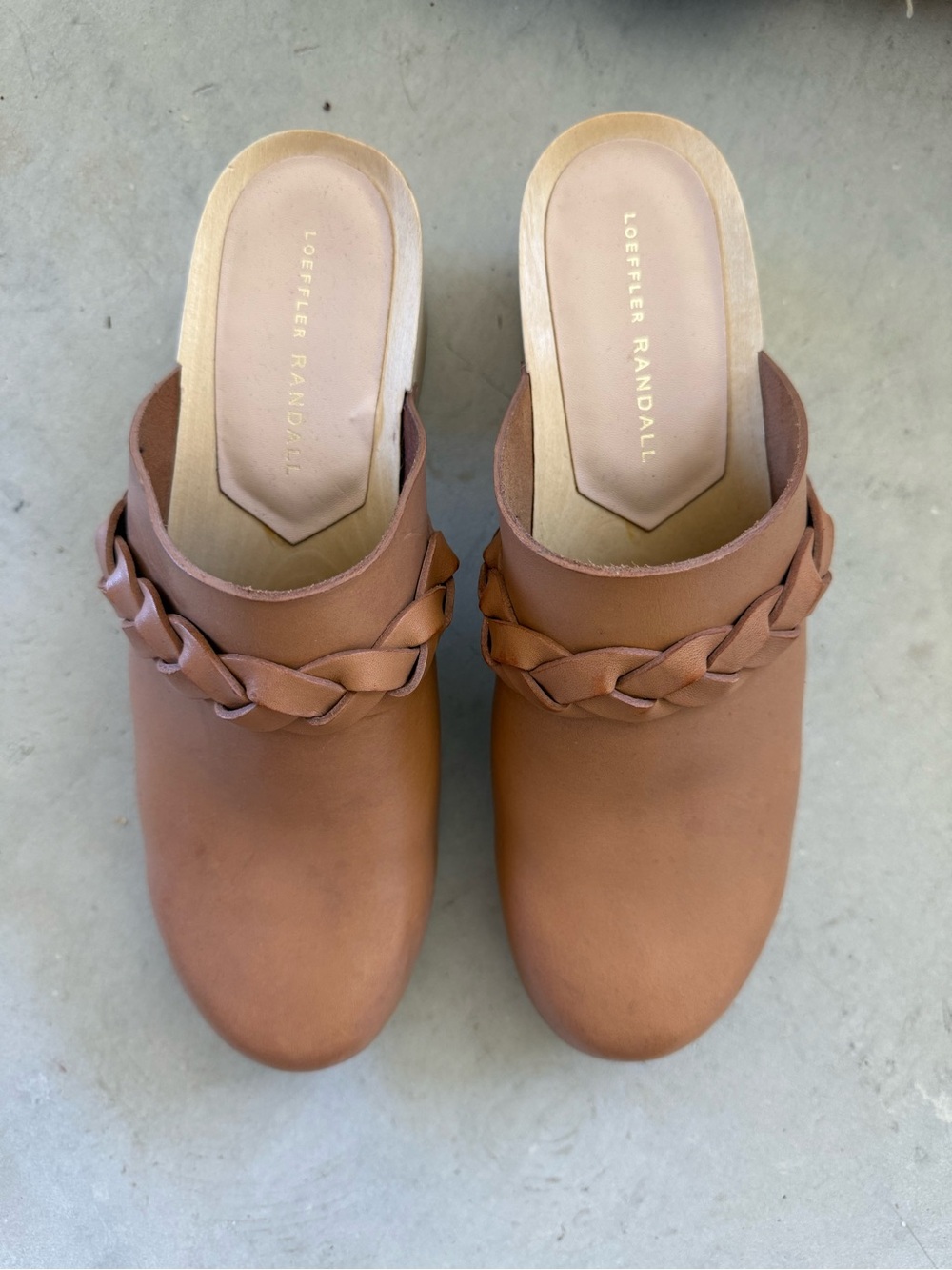 LOEFFLER RANDALL Lupa Wooden Mid Heel Italian Leather Clog Size 9